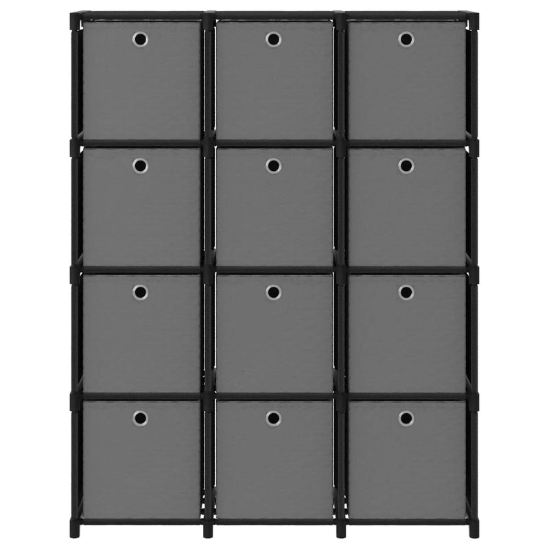 Kast met 12 vakken met boxen 103x30x141 cm stof zwart MeubelReus