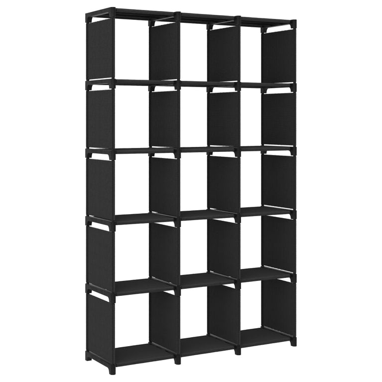Kast met 15 vakken 103x30x175,5 cm stof zwart MeubelReus