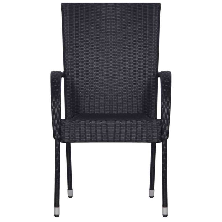 Tuinstoelen stapelbaar 6 st poly rattan zwart MeubelReus