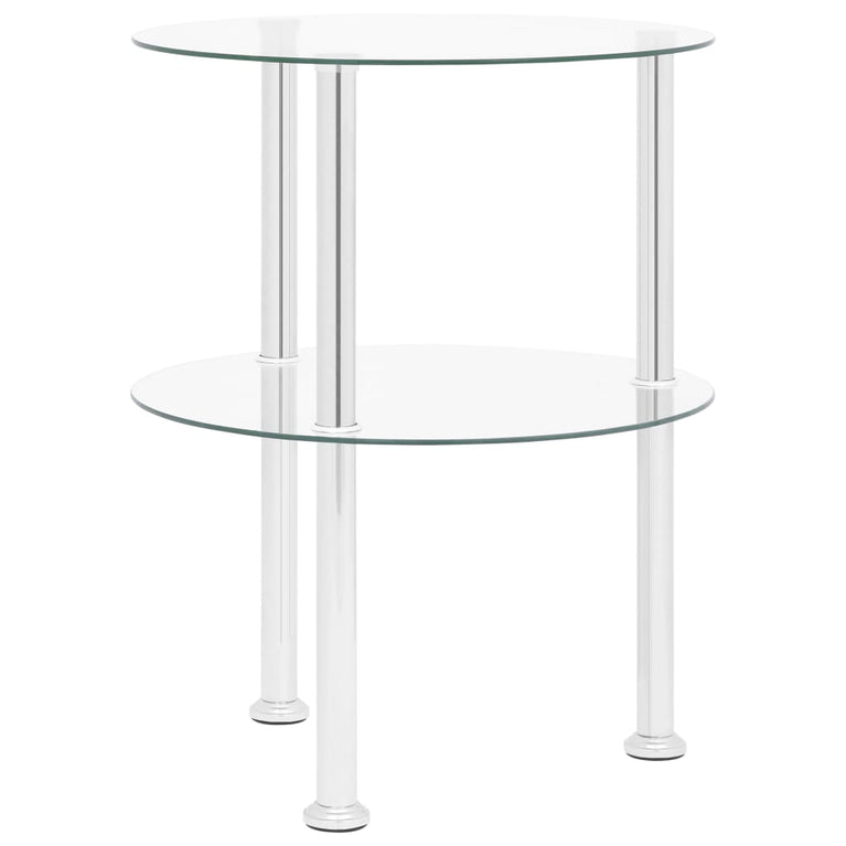 Bijzettafel 2-laags 38 cm gehard glas transparant
