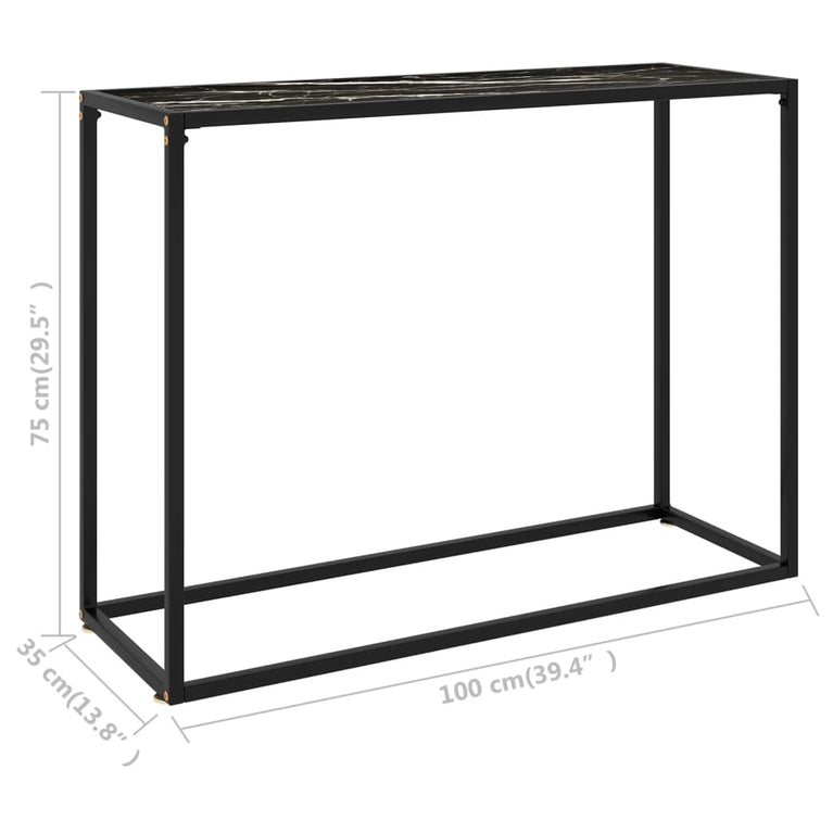 Wandtafel 100x35x75 cm gehard glas zwart MeubelReus
