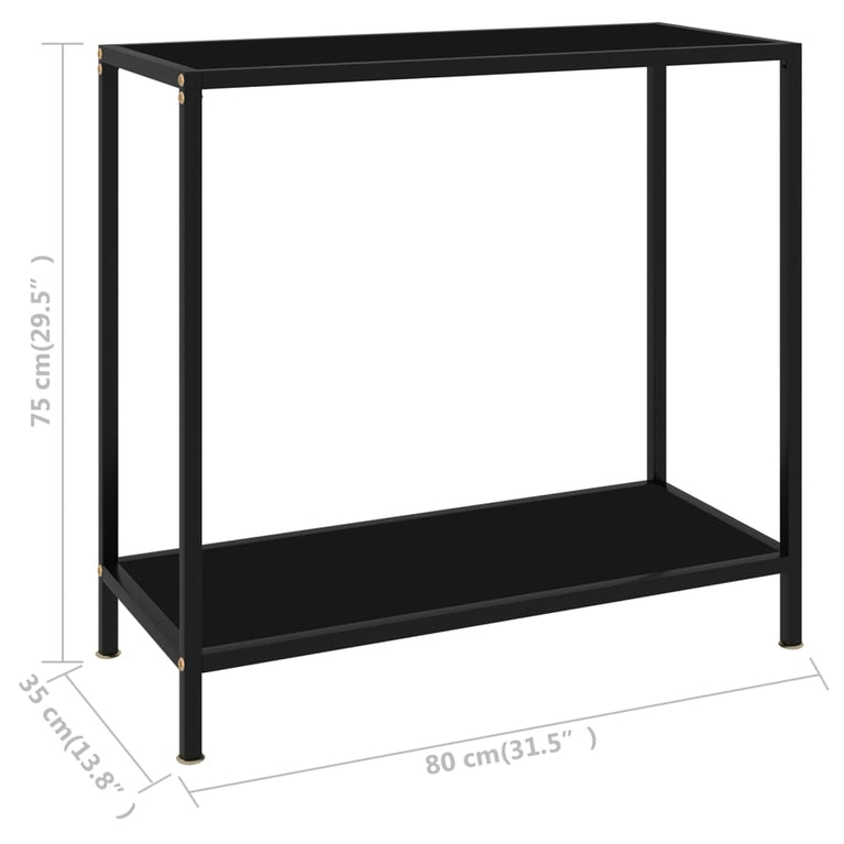 Wandtafel 80x35x75 cm gehard glas zwart MeubelReus