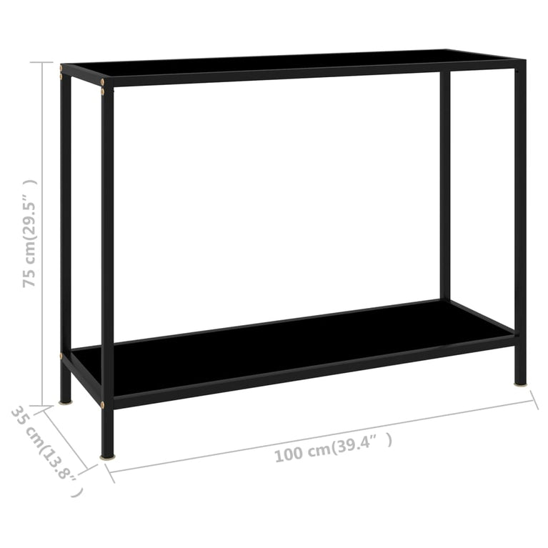 Wandtafel 100x35x75 cm gehard glas zwart MeubelReus