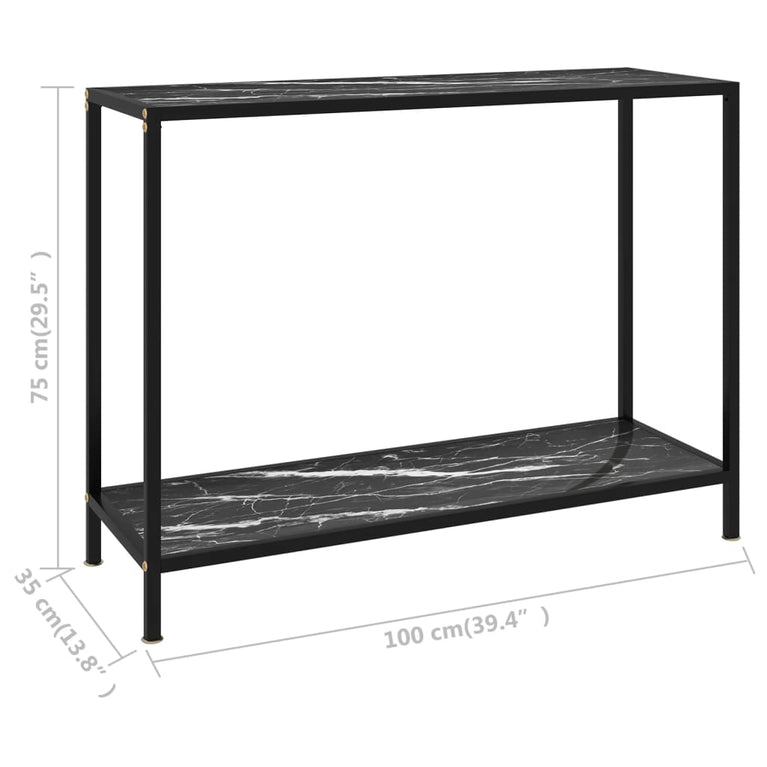 Wandtafel 100x35x75 cm gehard glas zwart MeubelReus