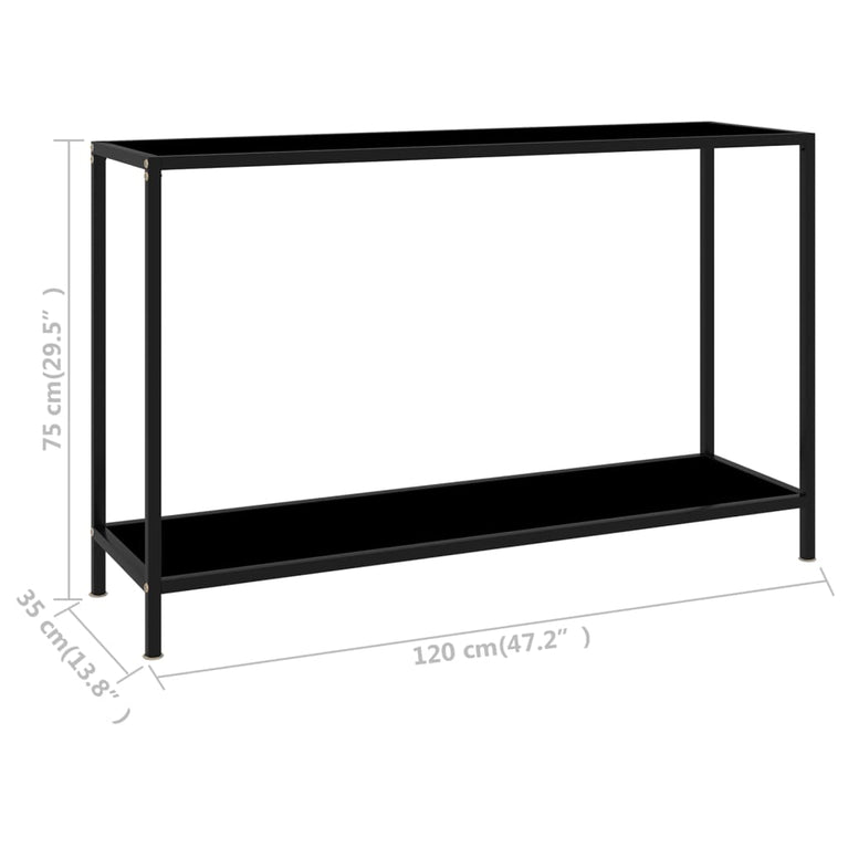Wandtafel 120x35x75 cm gehard glas zwart MeubelReus