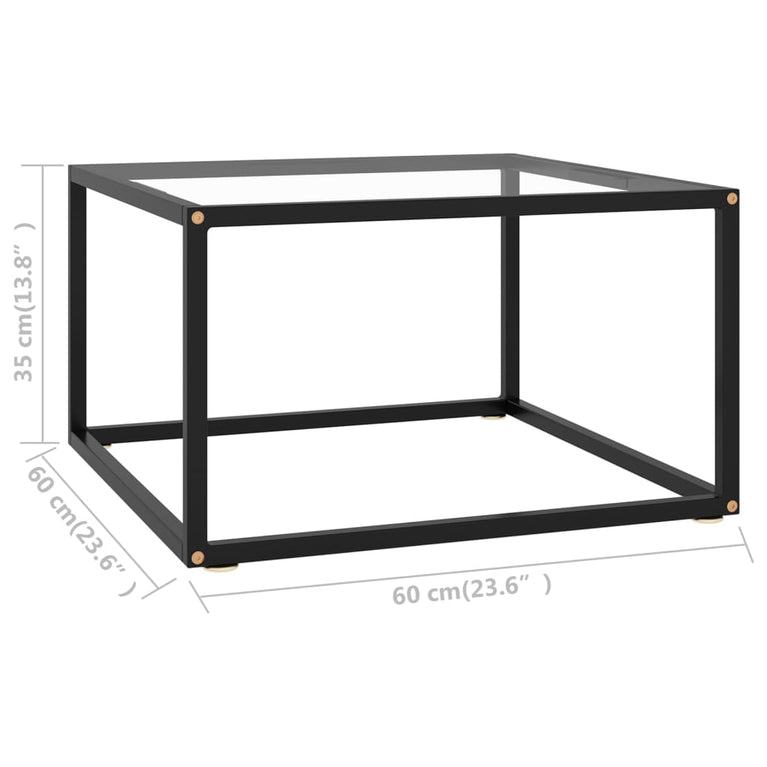 Salontafel met gehard glas 60x60x35 cm zwart MeubelReus