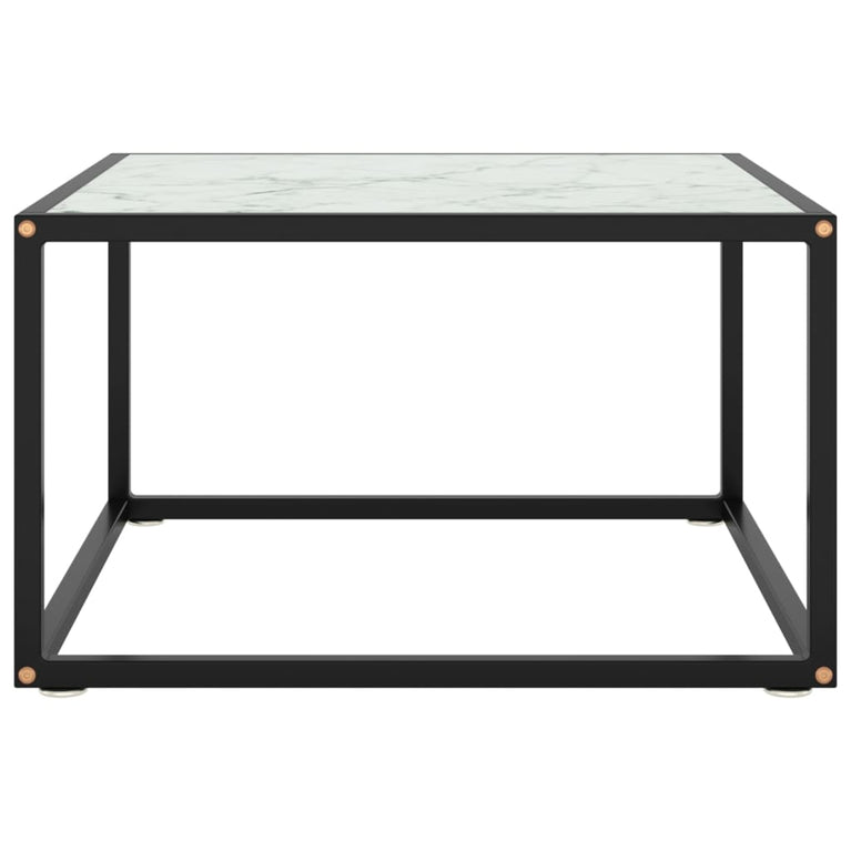Salontafel met wit marmerglas 60x60x35 cm zwart MeubelReus