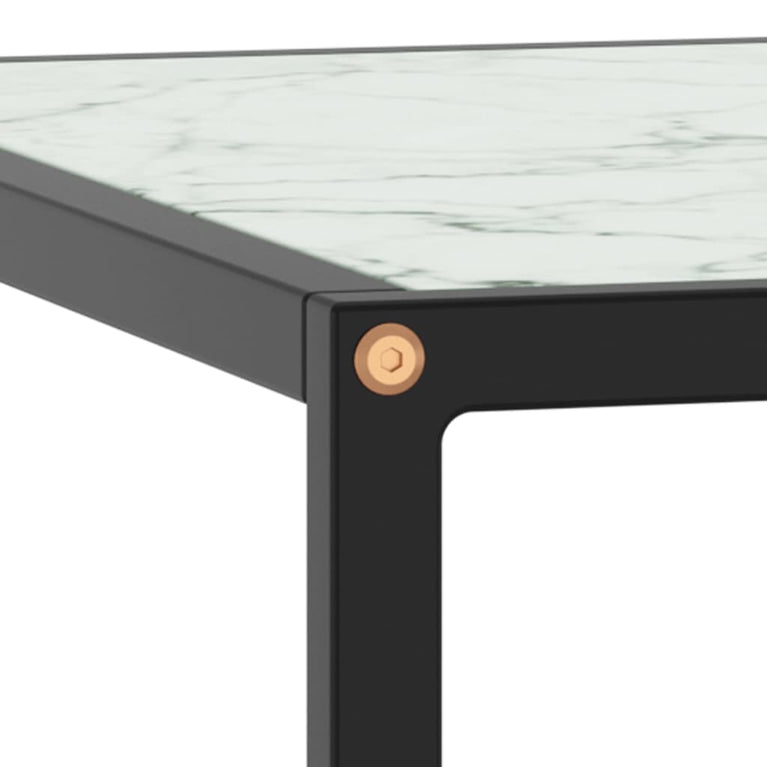 Salontafel met wit marmerglas 60x60x35 cm zwart MeubelReus
