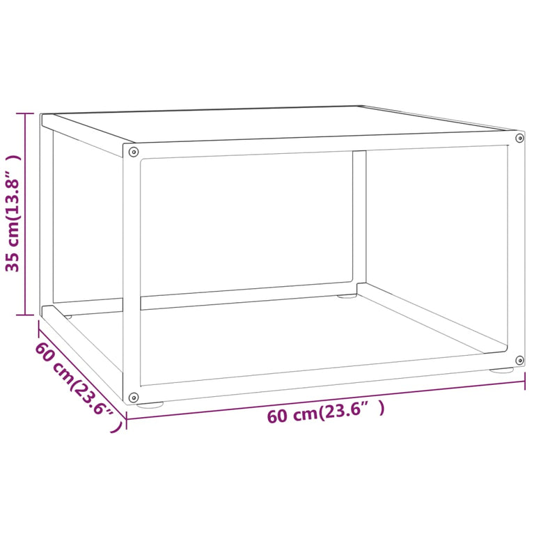 Salontafel met wit marmerglas 60x60x35 cm zwart MeubelReus
