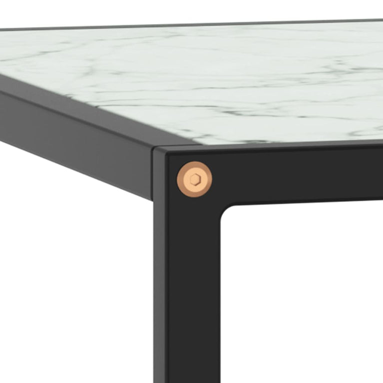 Salontafel met wit marmerglas 80x80x35 cm zwart MeubelReus