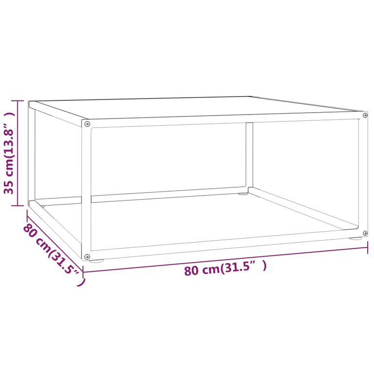 Salontafel met wit marmerglas 80x80x35 cm zwart MeubelReus