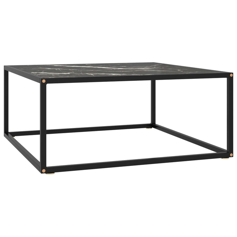Salontafel met zwart marmerglas 80x80x35 cm zwart MeubelReus
