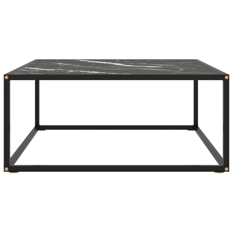 Salontafel met zwart marmerglas 80x80x35 cm zwart MeubelReus