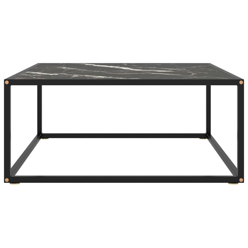 Salontafel met zwart marmerglas 80x80x35 cm zwart MeubelReus