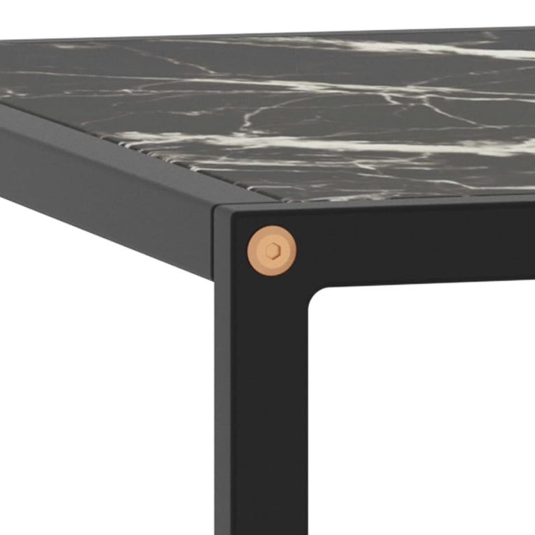 Salontafel met zwart marmerglas 80x80x35 cm zwart MeubelReus