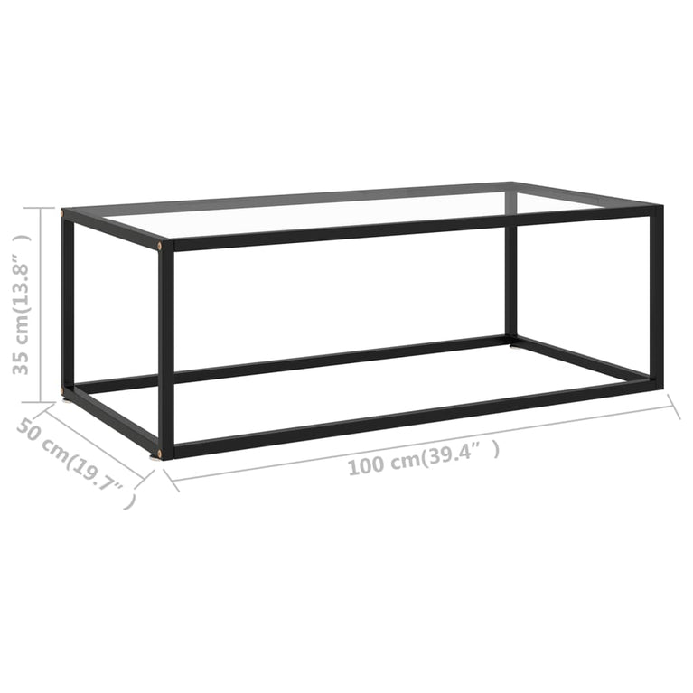 Salontafel met gehard glas 100x50x35 cm zwart MeubelReus