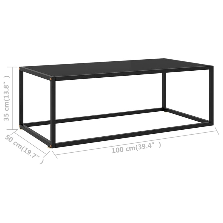Salontafel met zwart glas 100x50x35 cm zwart MeubelReus
