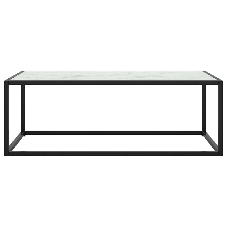 Salontafel met wit marmerglas 100x50x35 cm zwart MeubelReus