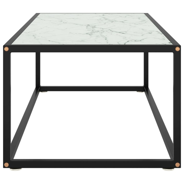 Salontafel met wit marmerglas 100x50x35 cm zwart MeubelReus