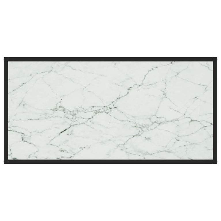 Salontafel met wit marmerglas 100x50x35 cm zwart MeubelReus
