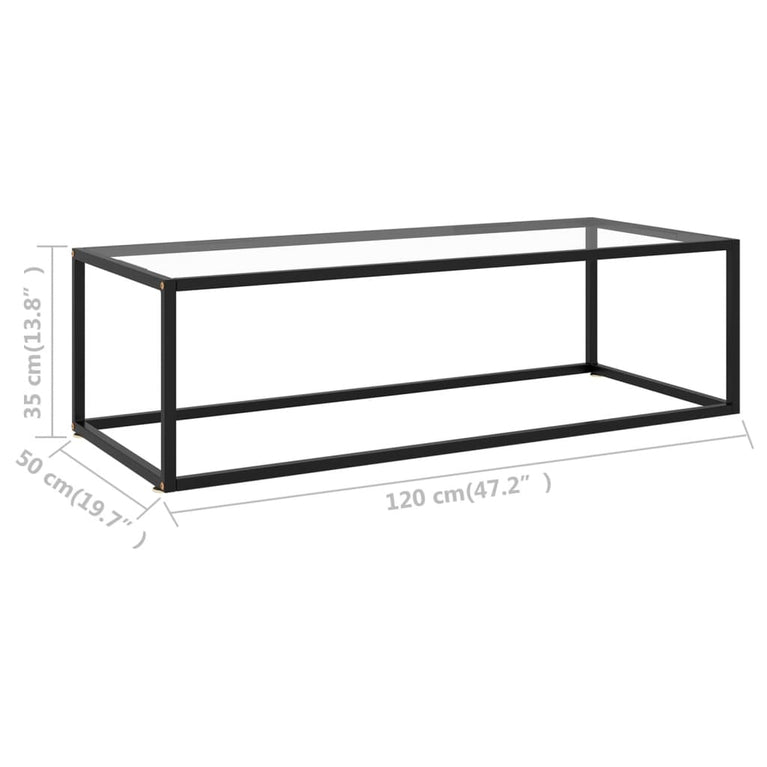 Salontafel met gehard glas 120x50x35 cm zwart MeubelReus