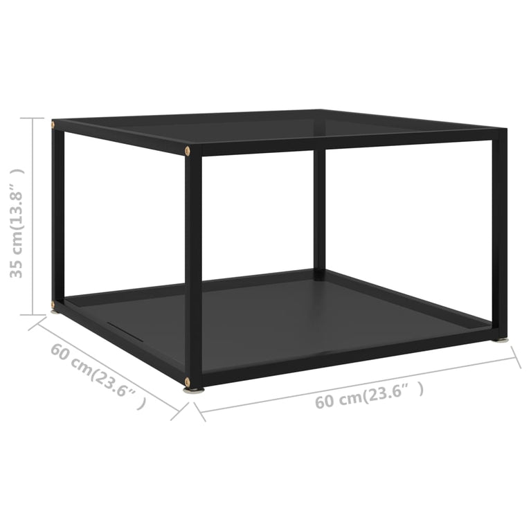 Salontafel 60x60x35 cm gehard glas zwart MeubelReus
