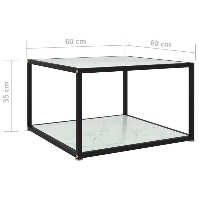 Salontafel 60x60x35 cm gehard glas wit MeubelReus