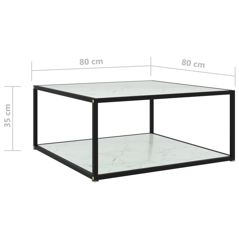 Salontafel 80x80x35 cm gehard glas wit MeubelReus