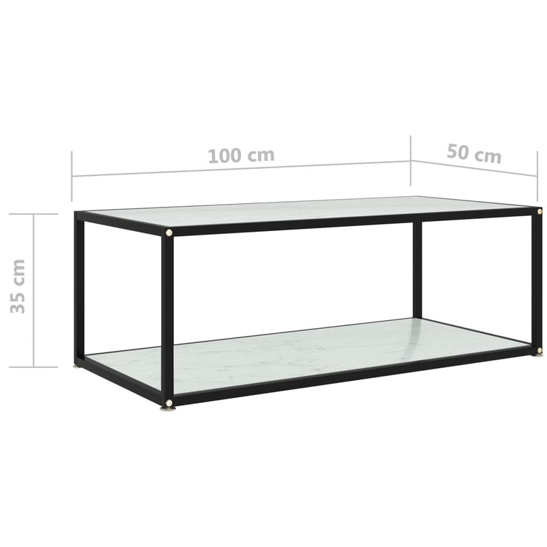 Salontafel 100x50x35 cm gehard glas wit MeubelReus