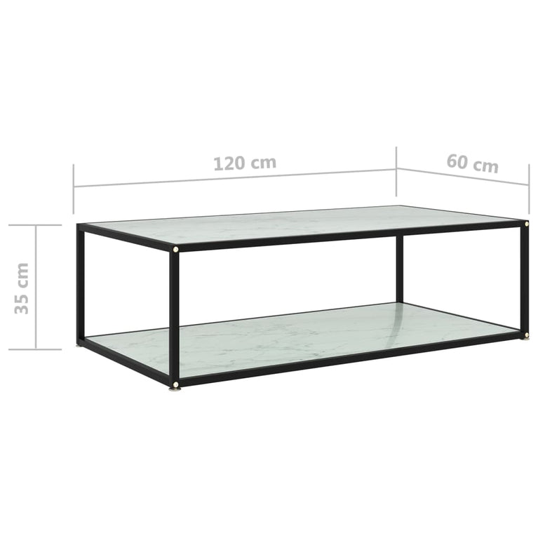 Salontafel 120x60x35 cm gehard glas wit MeubelReus