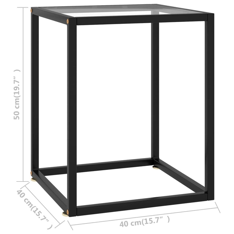 Salontafel met gehard glas 40x40x50 cm zwart MeubelReus