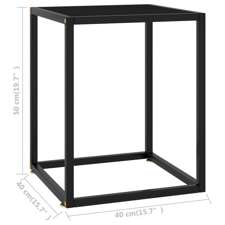Salontafel met zwart glas 40x40x50 cm zwart MeubelReus