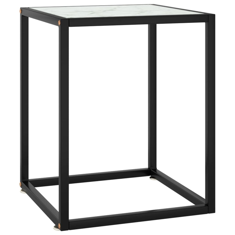 Salontafel met wit marmerglas 40x40x50 cm zwart MeubelReus