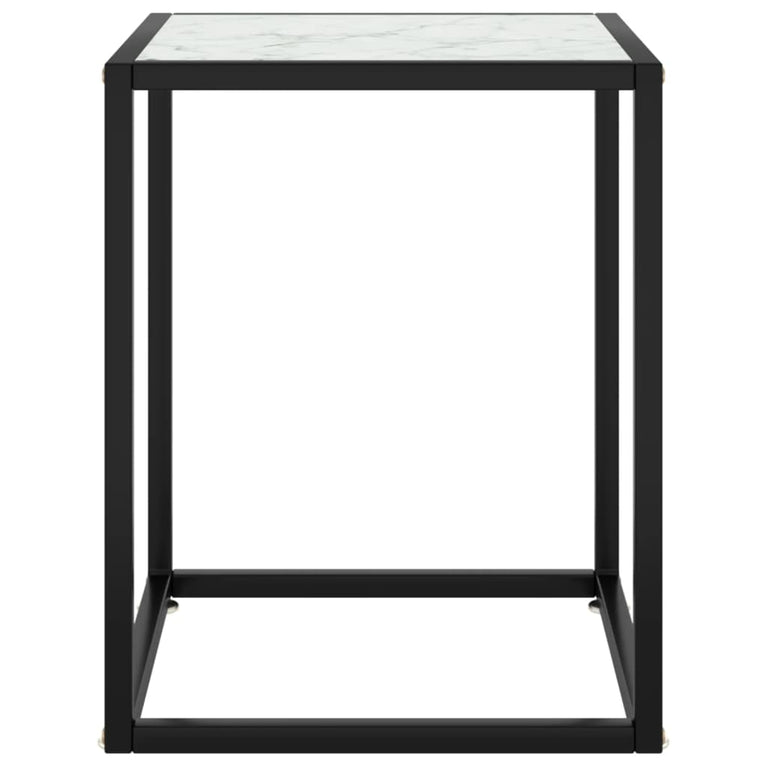 Salontafel met wit marmerglas 40x40x50 cm zwart MeubelReus