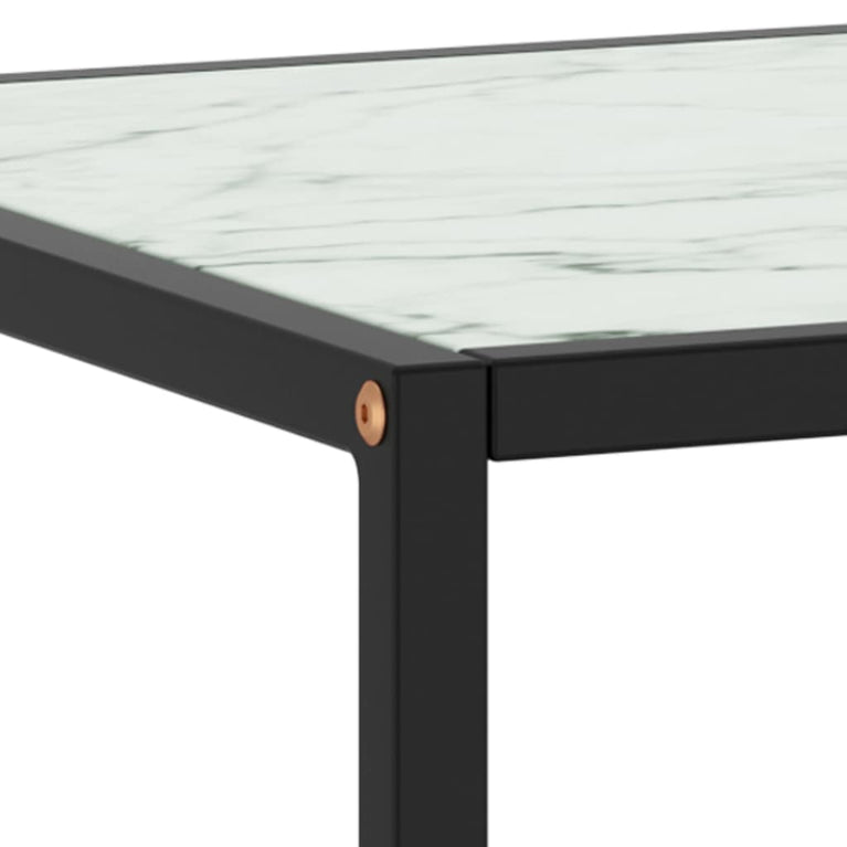 Salontafel met wit marmerglas 40x40x50 cm zwart MeubelReus