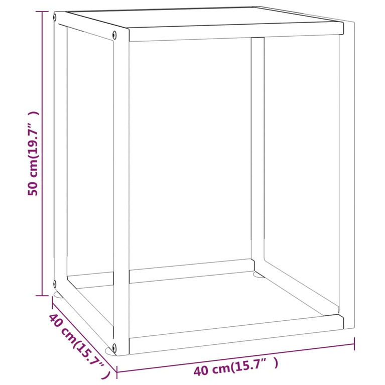 Salontafel met wit marmerglas 40x40x50 cm zwart MeubelReus