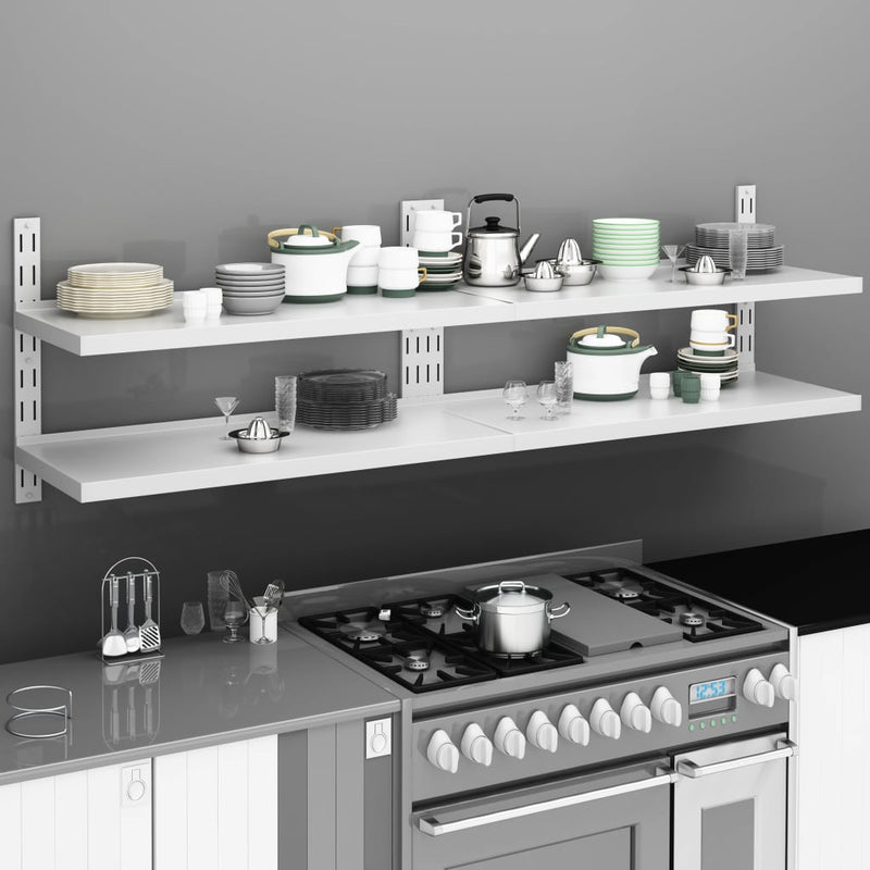 Wandschappen zwevend 2-laags 2 st 200x30 cm roestvrij staal MeubelReus