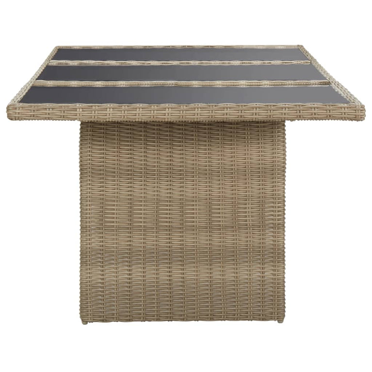 Tuintafel 200x100x74 cm glas en poly rattan bruin MeubelReus