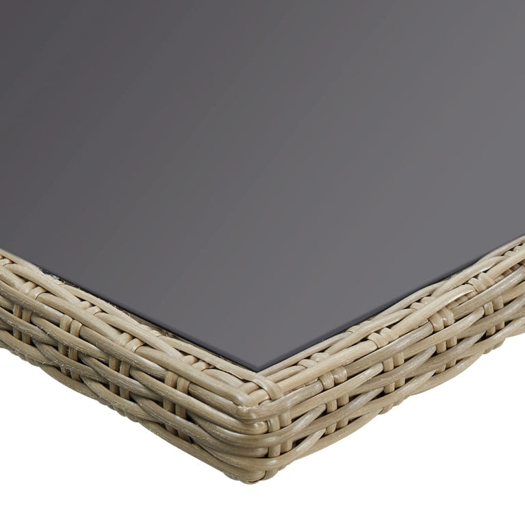 Tuintafel 200x100x74 cm glas en poly rattan bruin MeubelReus