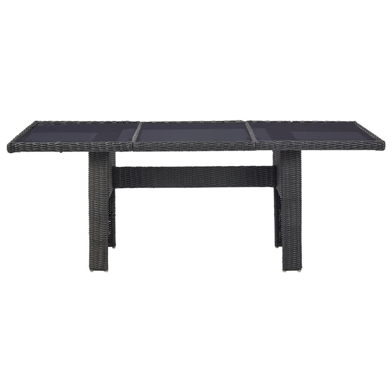 Tuintafel 200x100x74 cm glas en poly rattan zwart MeubelReus