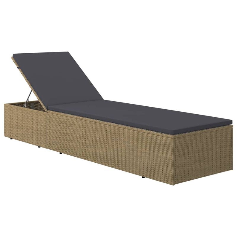 Ligbed poly rattan bruin en donkergrijs MeubelReus