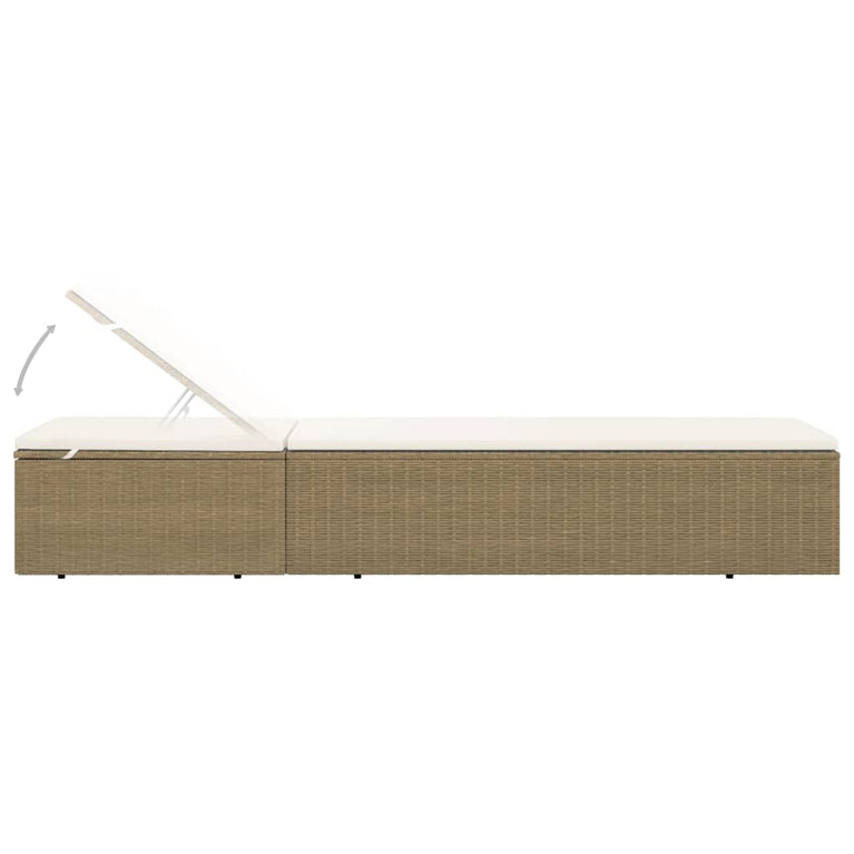 Ligbed poly rattan bruin en crèmewit MeubelReus