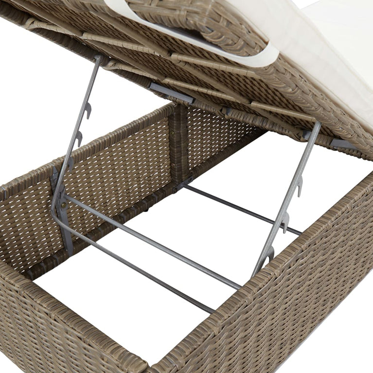 Ligbed poly rattan bruin en crèmewit MeubelReus