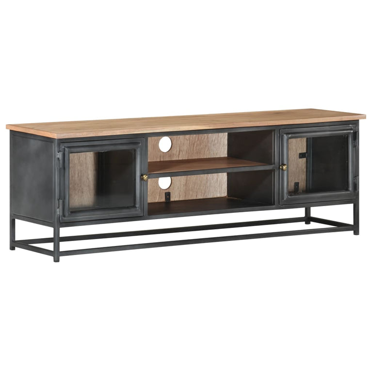 Tv-meubel 120x30x40 cm massief acaciahout en staal grijs MeubelReus