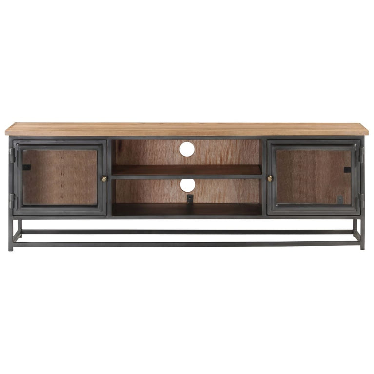 Tv-meubel 120x30x40 cm massief acaciahout en staal grijs MeubelReus