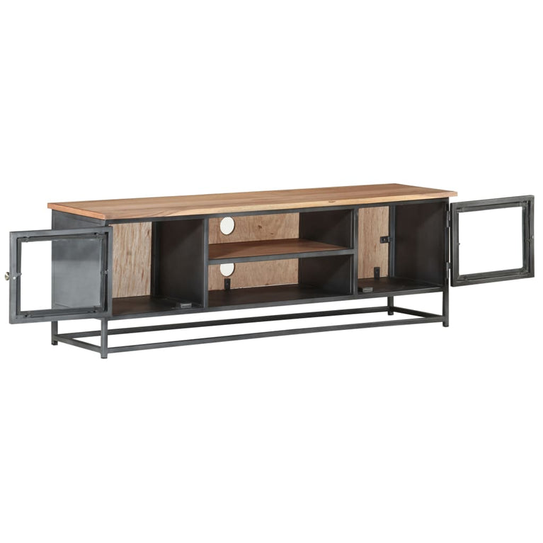 Tv-meubel 120x30x40 cm massief acaciahout en staal grijs MeubelReus