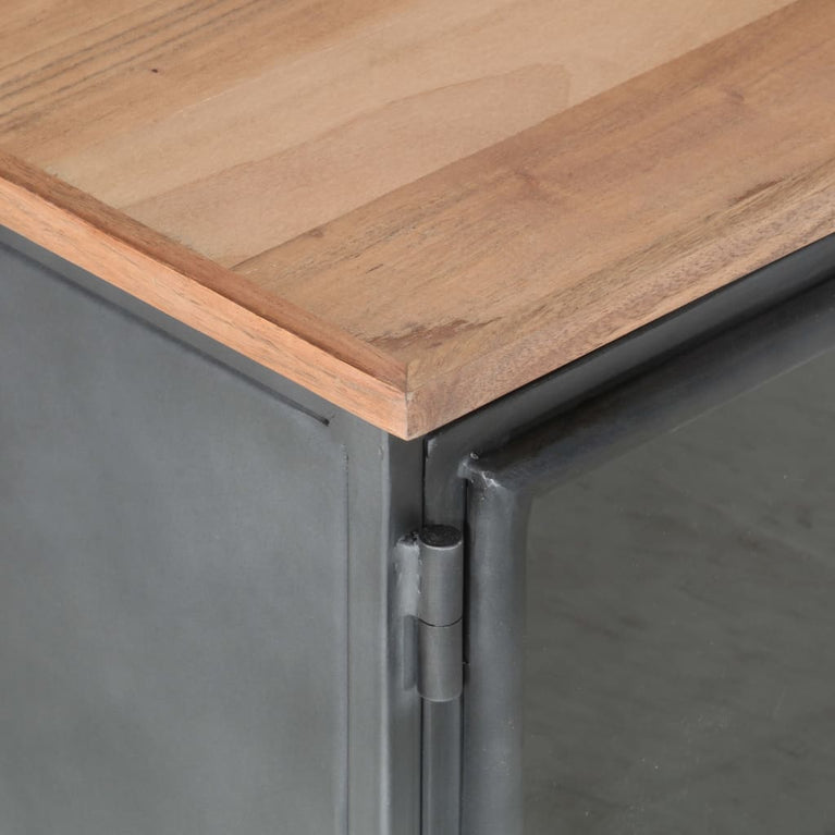 Tv-meubel 120x30x40 cm massief acaciahout en staal grijs MeubelReus