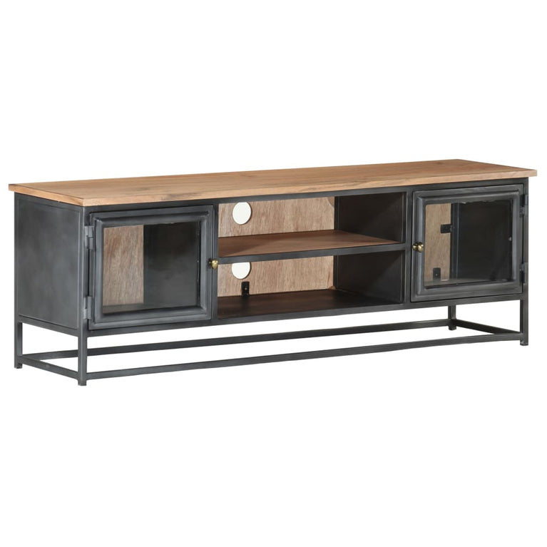 Tv-meubel 120x30x40 cm massief acaciahout en staal grijs MeubelReus