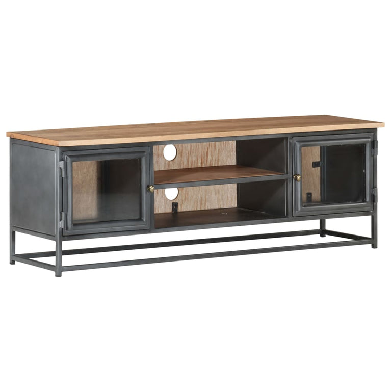 Tv-meubel 120x30x40 cm massief acaciahout en staal grijs MeubelReus
