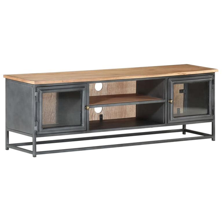 Tv-meubel 120x30x40 cm massief acaciahout en staal grijs MeubelReus